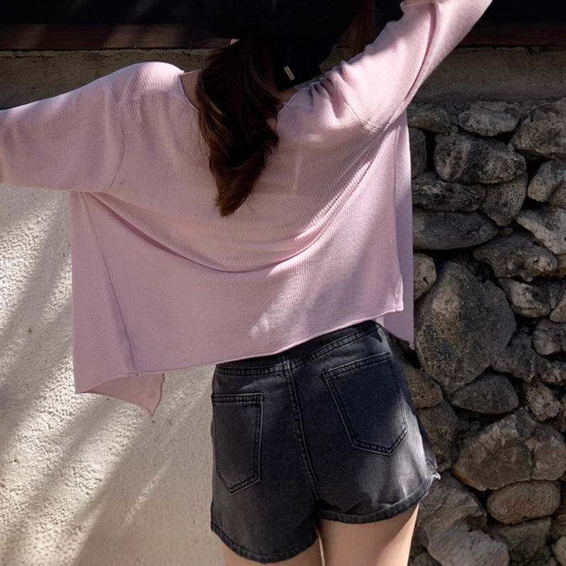 Women's Ice Silk Sunscreen Cardigan - Lightweight Summer Knit Jacket for Sun Protection