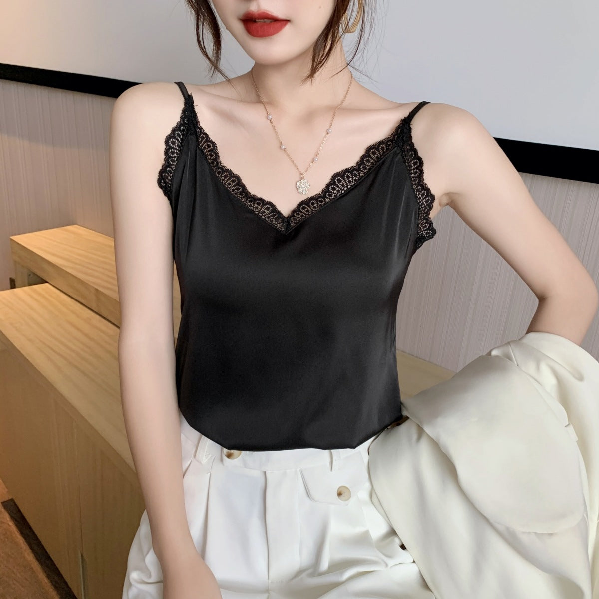 Elegant Lace Camisole Vest for Women - Soft Stretchy Real Shot Cami Top