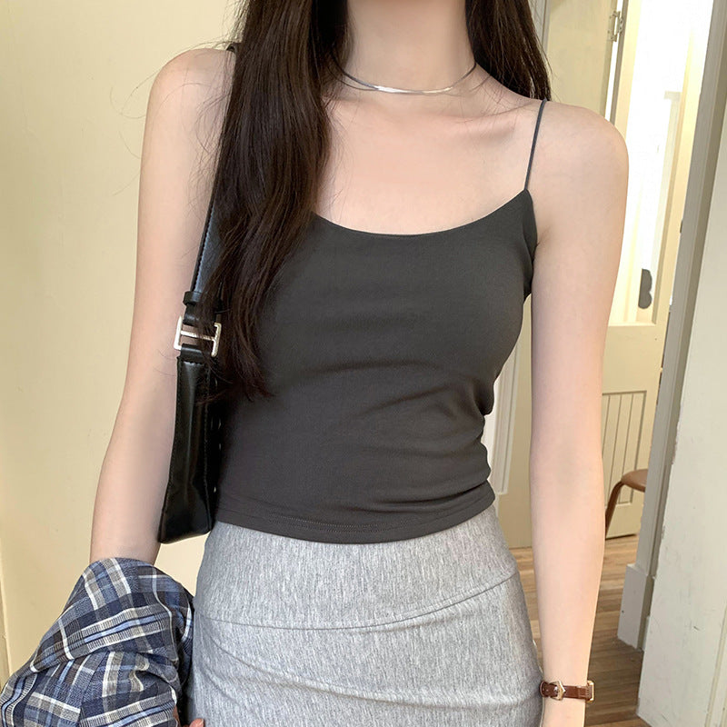 Women's Real Shot Camisole with Chest Pads - Sleek Summer Strap Top