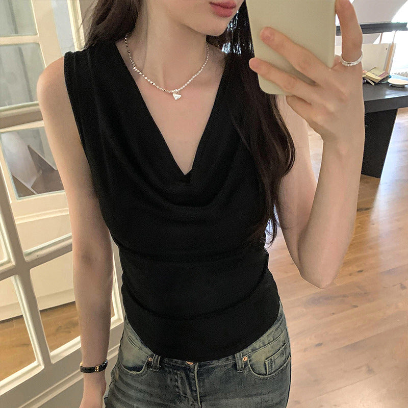 Elegant Waistcoat-Collar Sleeveless Vest - Summer Slimming Outerwear for Women