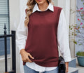 Women's Casual All-Match Solid Color Knitted Top Sweater with Button & Slit Details