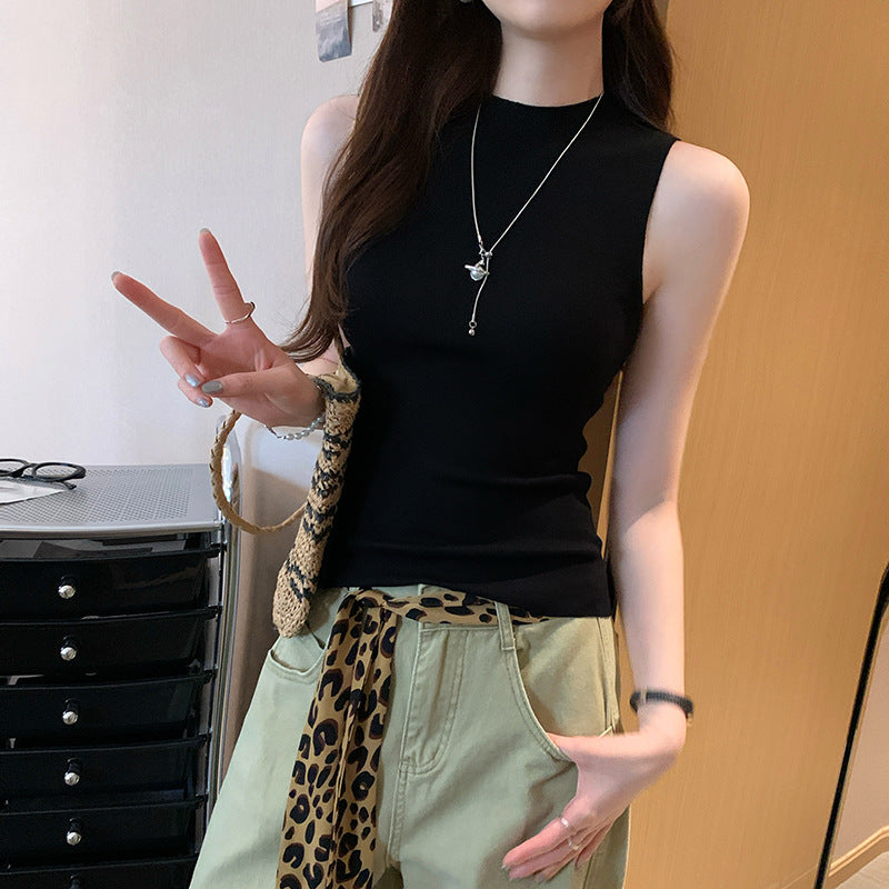 Summer Slim Fit Half-High Collar Sleeveless Sweater - Hot Girl Inner Vest Top