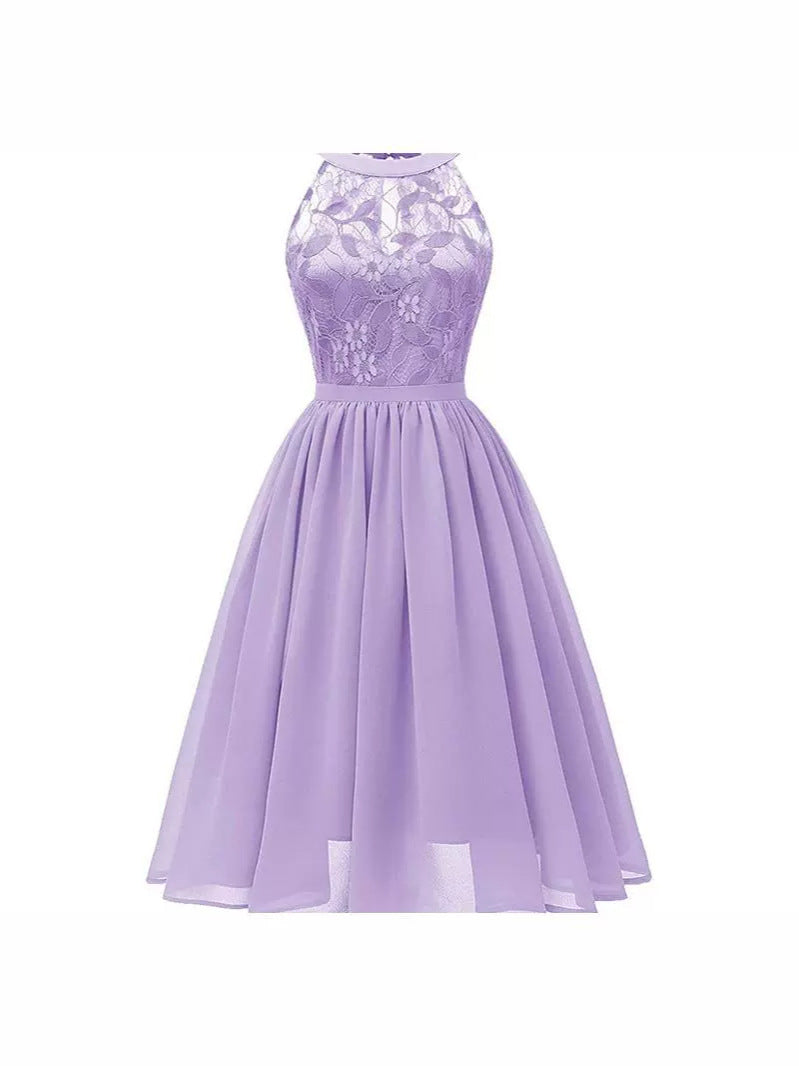 Bridesmaid Dresses 2025 – Women's Long Chiffon A-Line Gown with Zipper Back, Pleated Skirt, Elegant Formal Small Dress