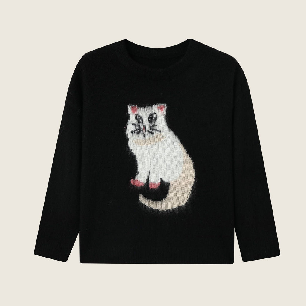 Girls Cat Knit Sweater