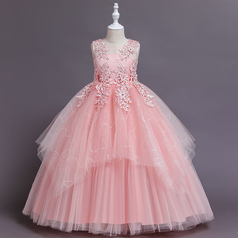 Children's Sequin Flower Princess Dress – Wholesale Girls' Party & Wedding Dress - RAC25ZB293GDRESS