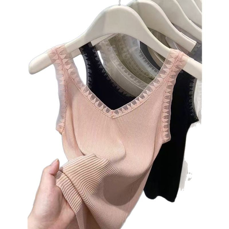 Women's Summer Ice Silk V-Neck Camisole - Lightweight Sleeveless Vest Top