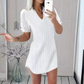 Autumn New Fashion Solid Color V-Neck Ruffle Dress for Women – Elegant Long Sleeve Midi Dress