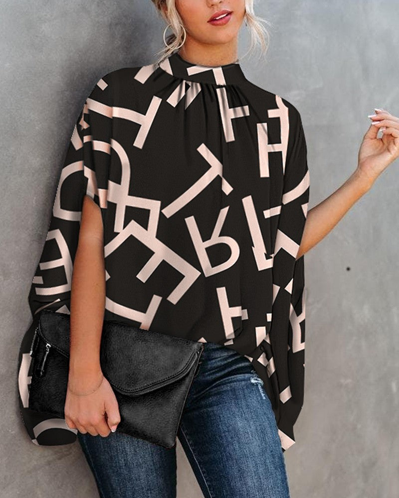 Women's Loose Batwing Sleeve Top - Casual Round Neck Fashion Shirt
