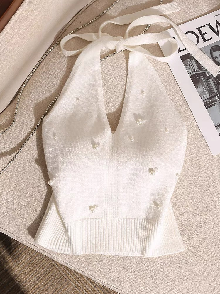 Summer Chic Halter Neck Camisole Vest - Knitted Beauty for the Bold & Stylish