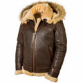 Men’s Red Hooded Zipper PU Leather Jacket
