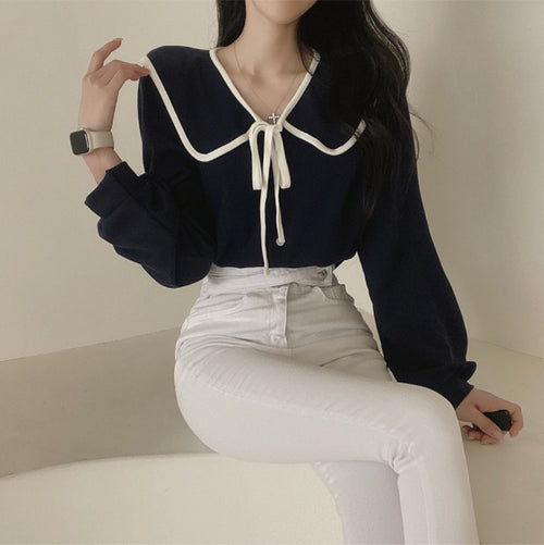 Chic Lace-Up Lapel Shirt - Loose Slim-Fit Spring Top for Women