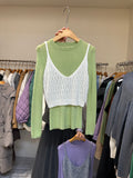 Spring New Slim Short Knitted Suspender Top - Simple, Versatile, and Stylish