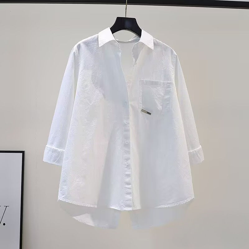 Women's Spring Loose-Fit Long-Sleeved Shirt - Casual Button-Down Cardigan Top