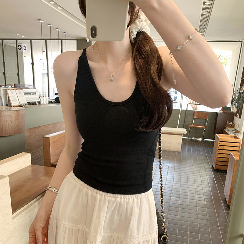Women's White Sleeveless Beach Camisole - Summer Inner Base Layer & Outerwear