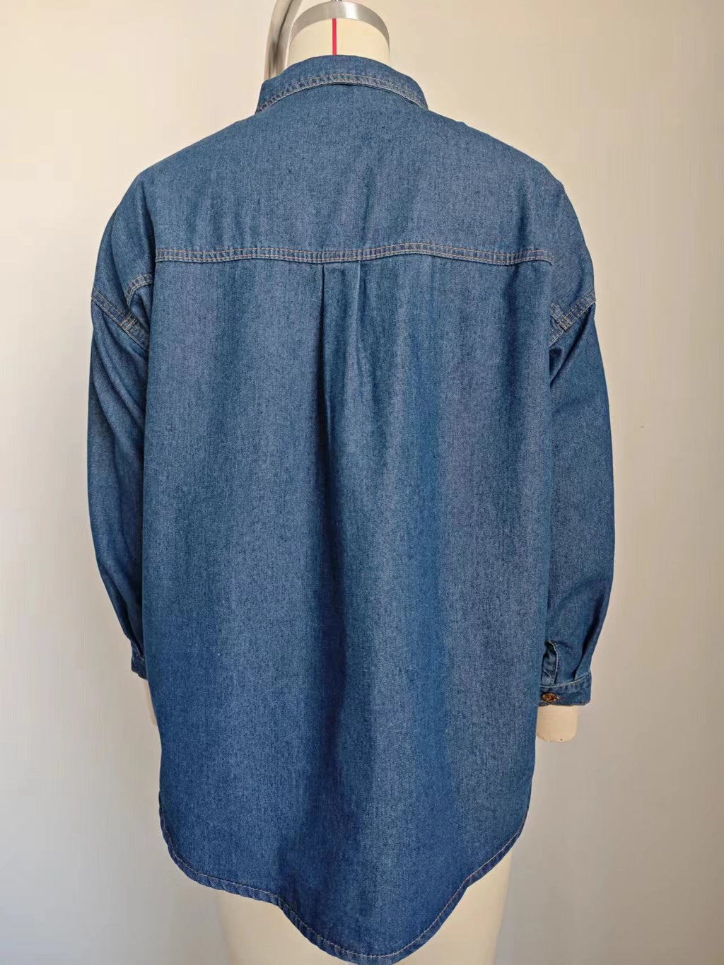 Women's Light Wash Slim Fit Denim Shirt - Long Sleeve Lightweight Casual Top | Cross-Border Fashion
