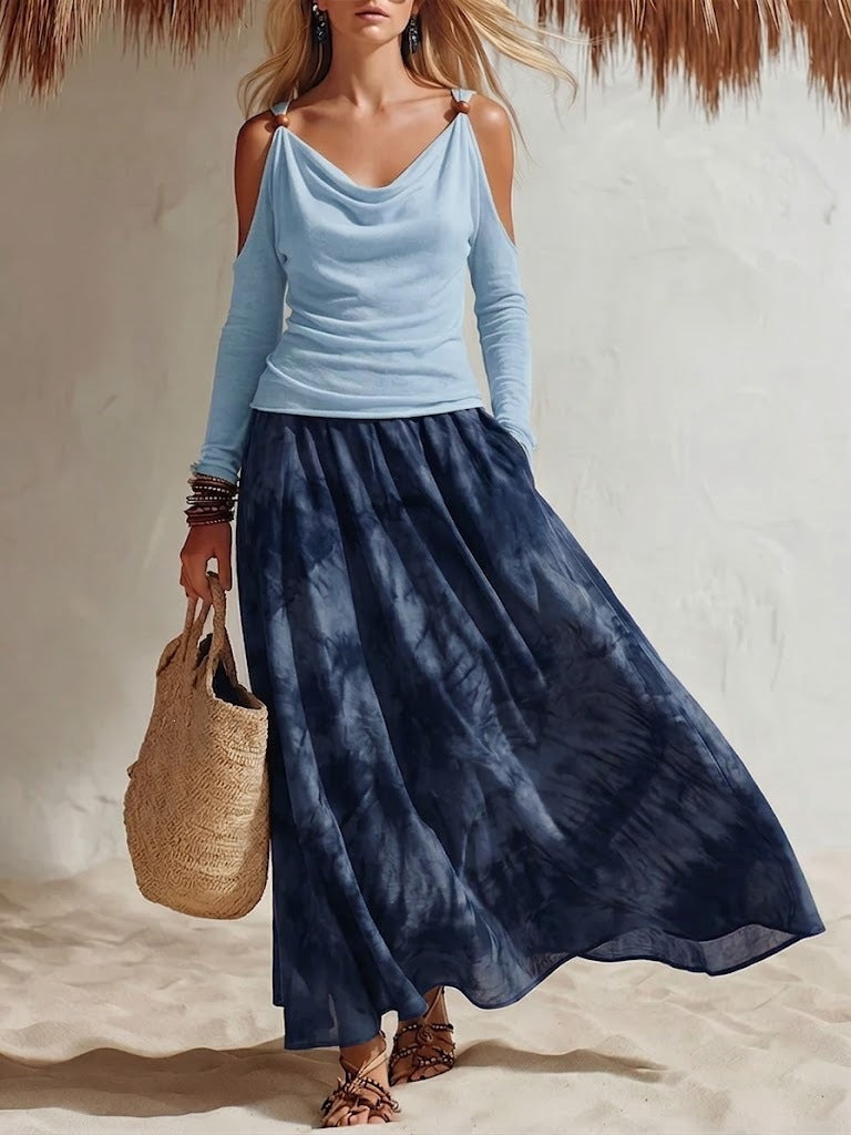 Women's Solid Color Flared Skirt