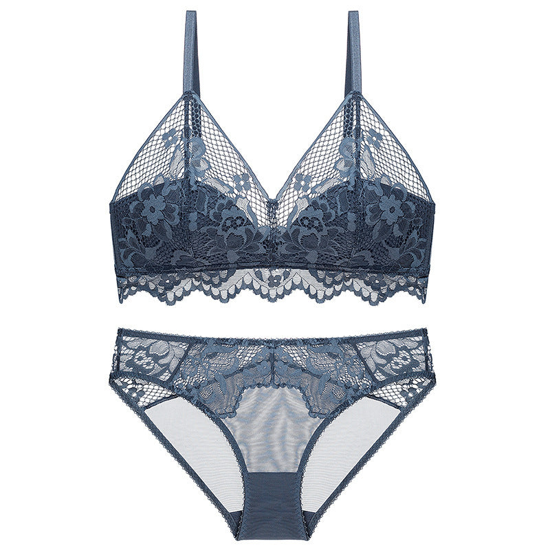 Women lace high-end French bra without wires to wrap the breasts Bra Set