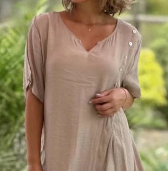 Women's V-Neck Short Sleeve Two-Piece Long Dress Set