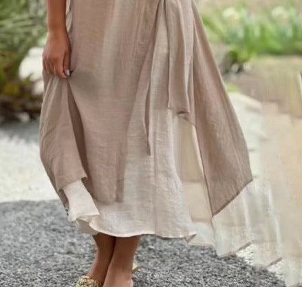 Women's V-Neck Short Sleeve Two-Piece Long Dress Set