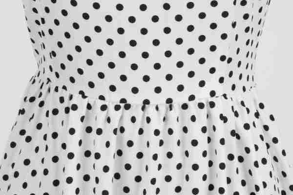Women Wave Point Black Polka Dots Dress