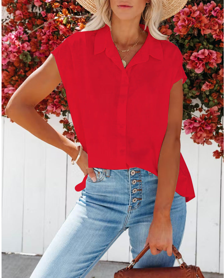 Women's Sleeveless V-Neck Top - Solid Color Summer Blouse for Casual & Office Wear