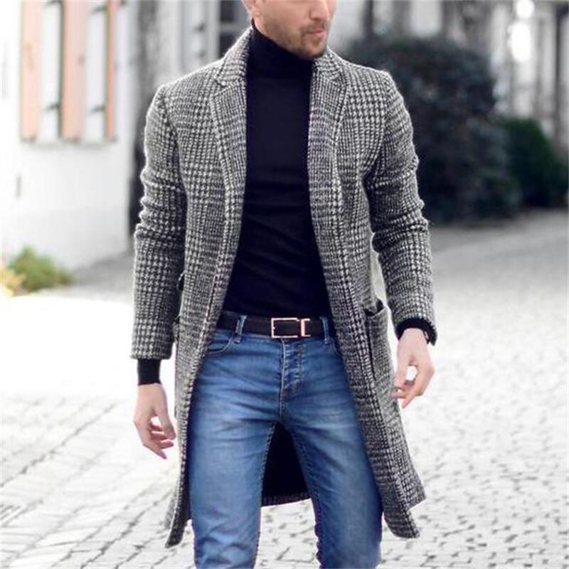 Men’s Double-Breasted Long Wool Coat