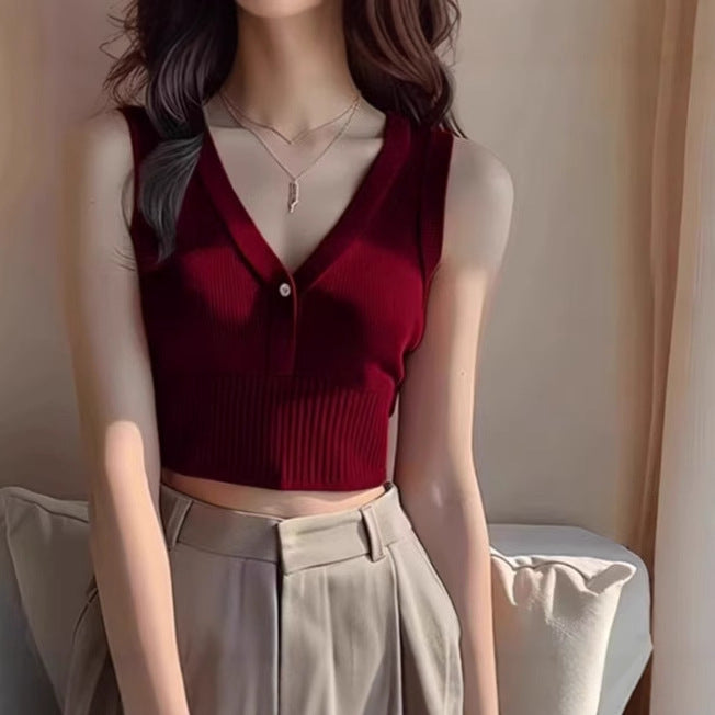 Women Summer Must-Have: Girls' Knitted Crop Vest - Lightweight, Trendy, and Perfect for Layering