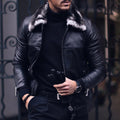 Men’s Black Slim Fit Zipper Leather Jacket