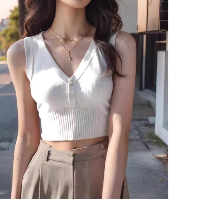 Women Summer Must-Have: Girls' Knitted Crop Vest - Lightweight, Trendy, and Perfect for Layering
