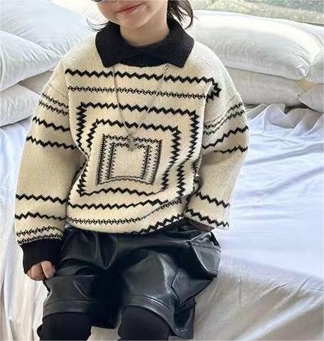 Cozy Retro Style Kids Knit Pullover