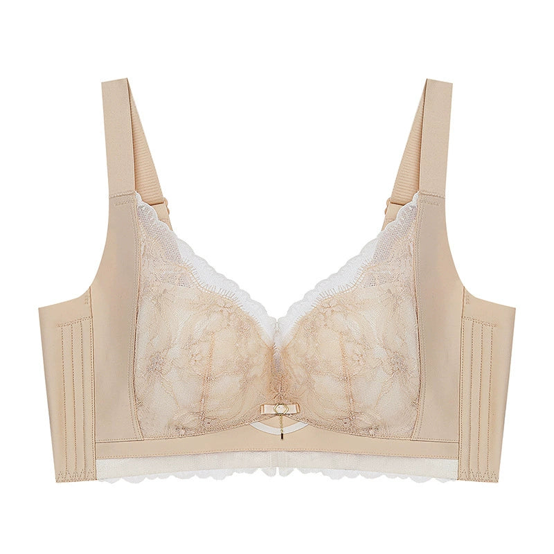 High-end Bra for women, gathered breast lift, milk cotton bra, upper support, side adjustment, side breast collection.