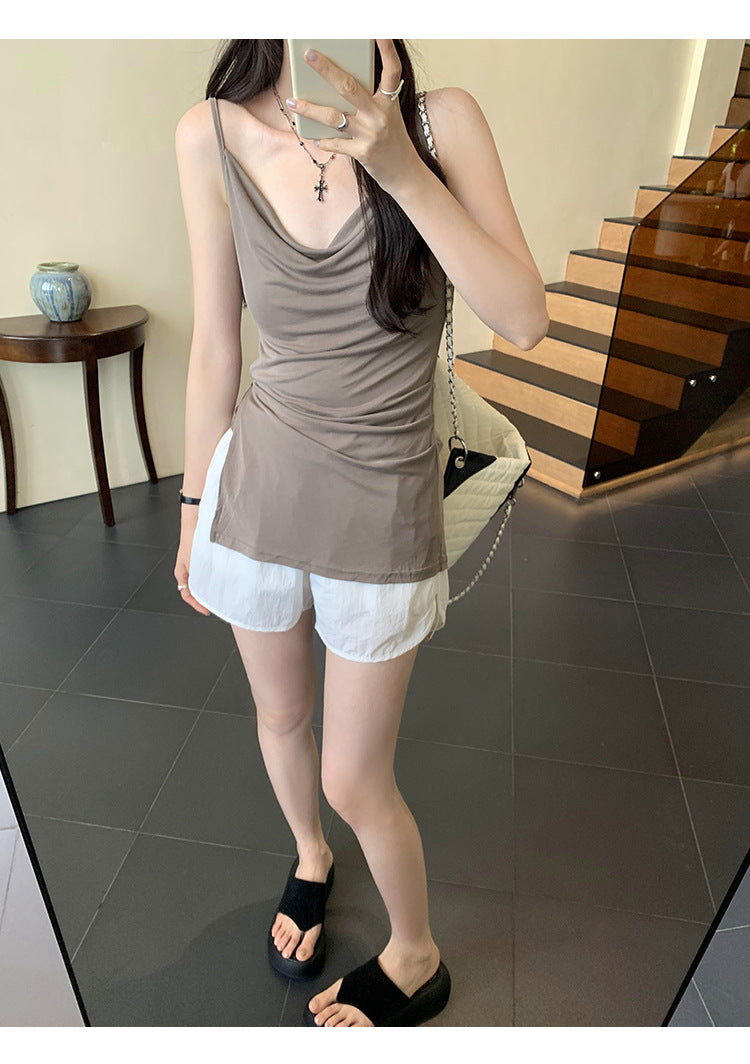 Women's Summer Swing Collar Lace-Up Camisole Top