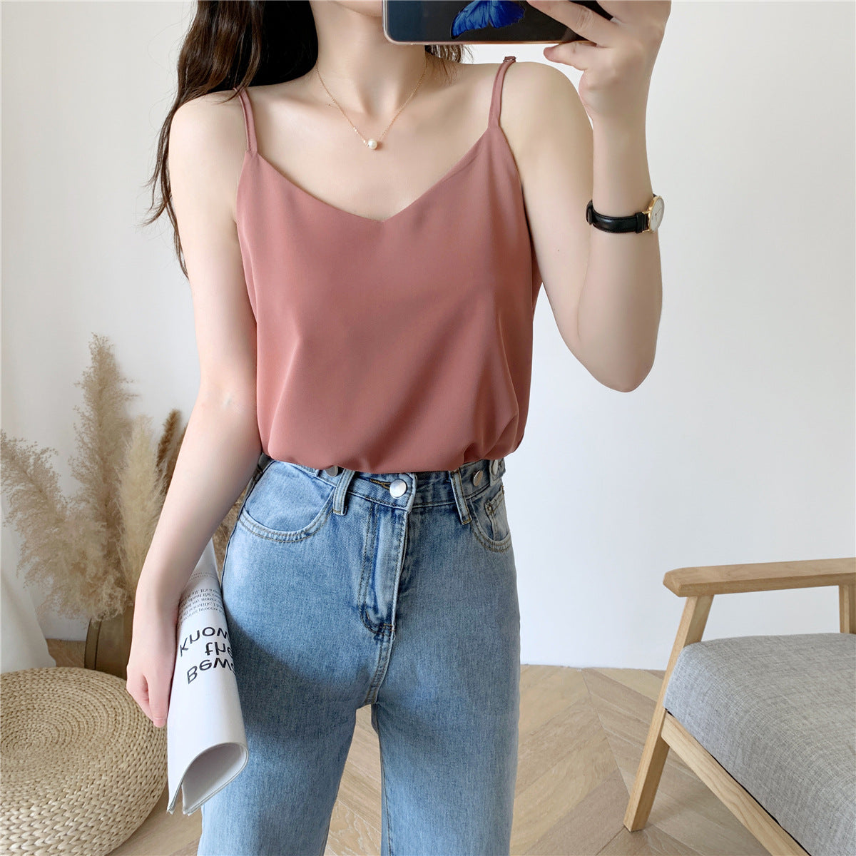 Women's Summer Camisole Vest - Loose Fit Sleeveless Top, Casual Chic Short Tank