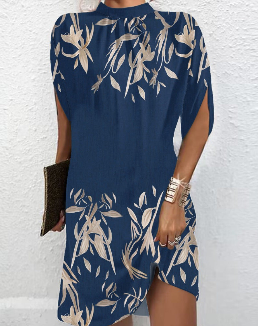 Women's Casual Loose Batwing Sleeve Dress – Round Neck, Lightweight Summer Tunic Dress with Pockets