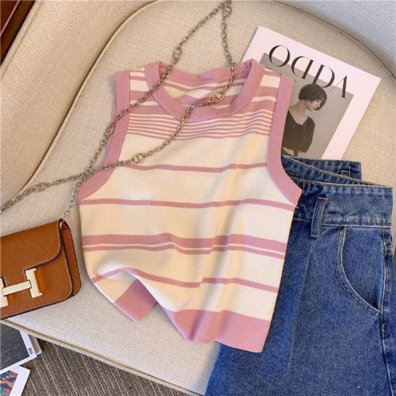 Sweet Hottie Striped Sleeveless Sweater - Summer Chic Casual Top for Women