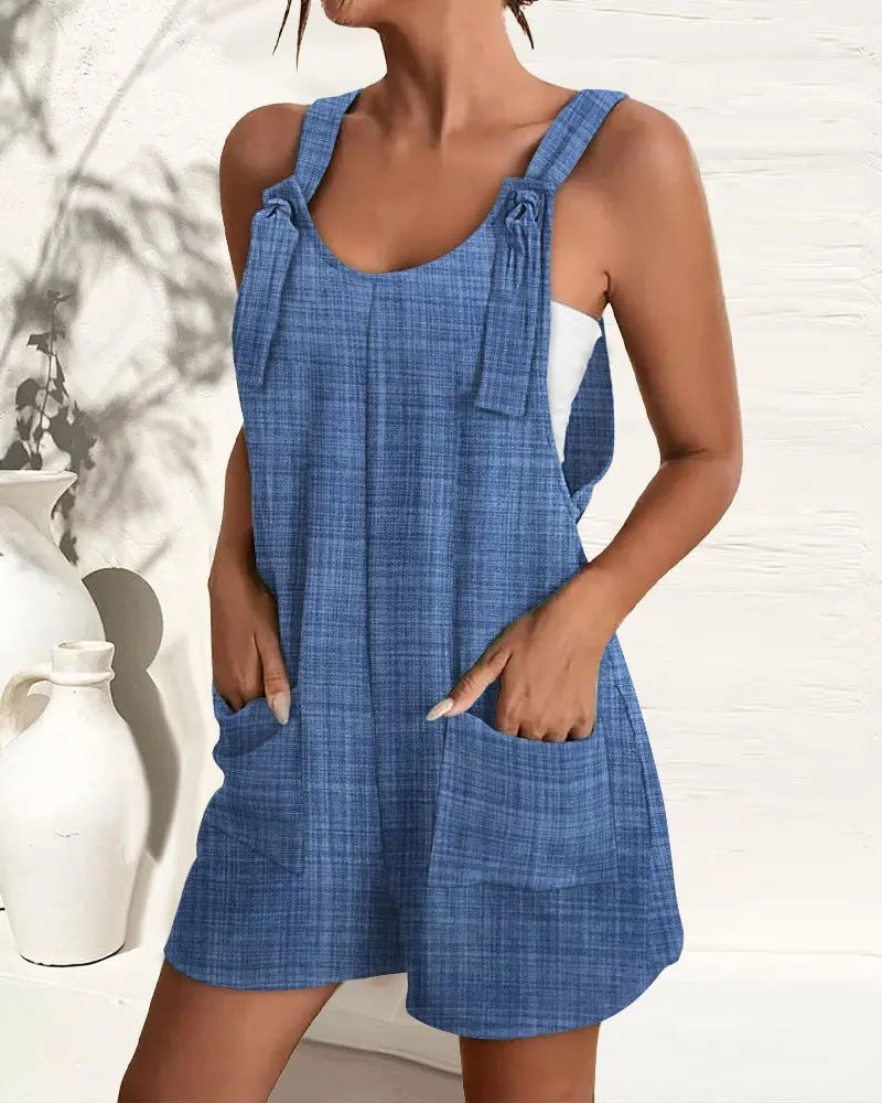 Women’s Summer Casual Fashion Suspenders Shorts Jumpsuit – Lightweight Sleeveless Overalls