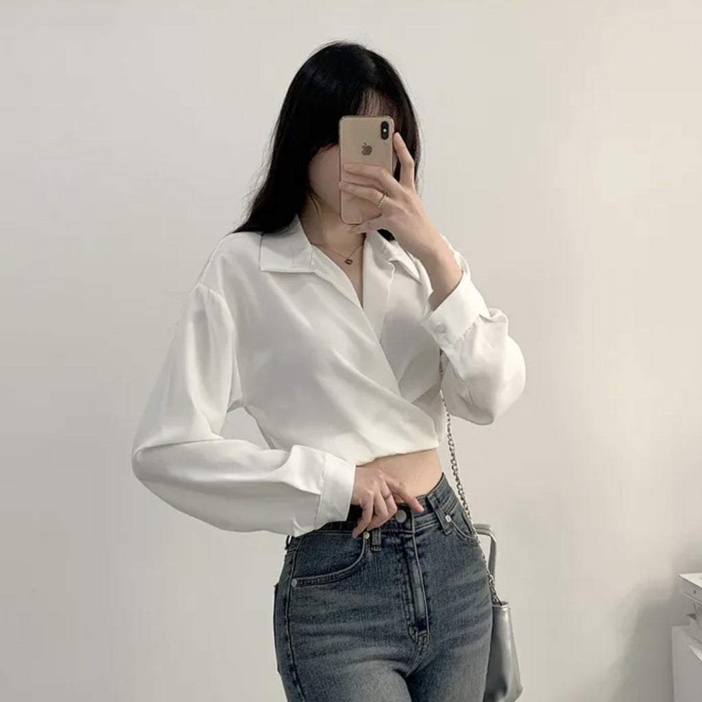 Niche Back-Tie Bow Crop Top - Exposed Navel Short Shirt for Women