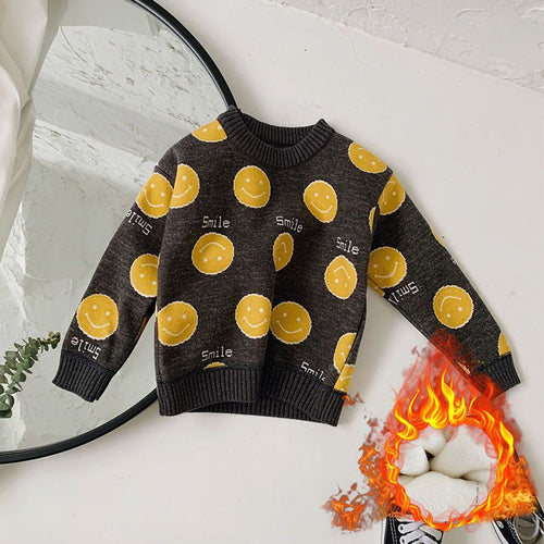 Cozy Fleece-Lined Knit Sweater for Kids