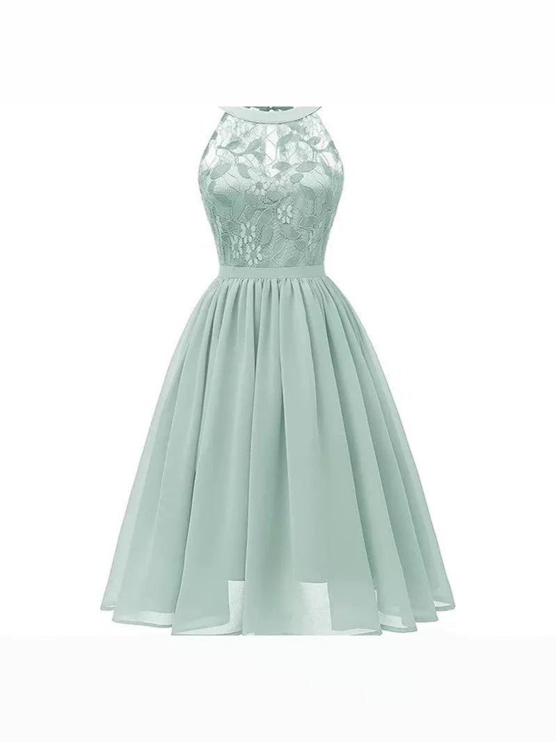 Bridesmaid Dresses 2025 – Women's Long Chiffon A-Line Gown with Zipper Back, Pleated Skirt, Elegant Formal Small Dress