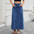 Women's Spring/Summer High Waist Denim Skirt - Fashion Loose Fit with Pockets, Half-Length Casual Style