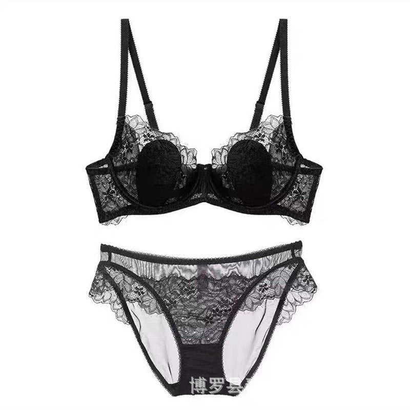 Women Lace Embroidered Bra Thin Cup Summer Big Breast Underwear Women's Push Up Lace Underwear