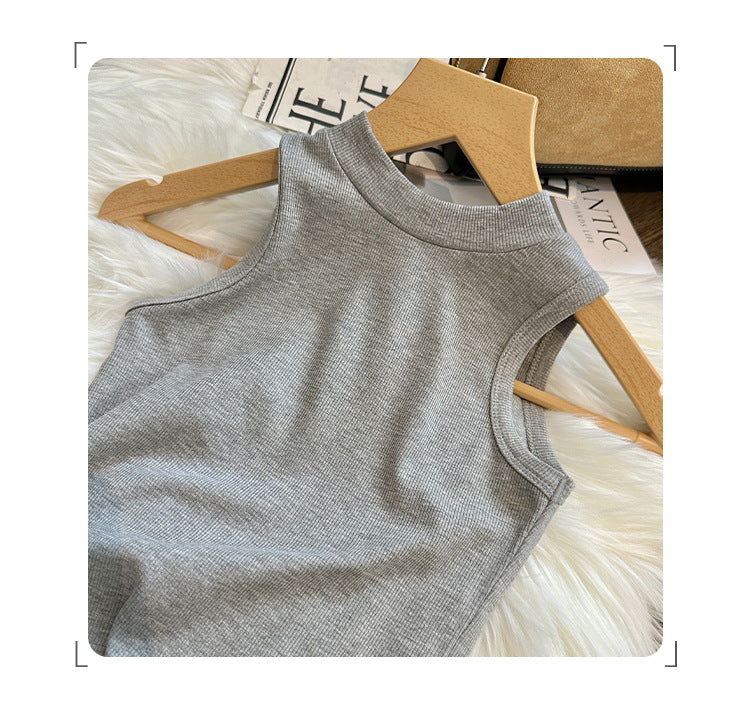 Women's Milky White Sports Camisole - Spring & Summer Sleeveless Innerwear/Outerwear Top