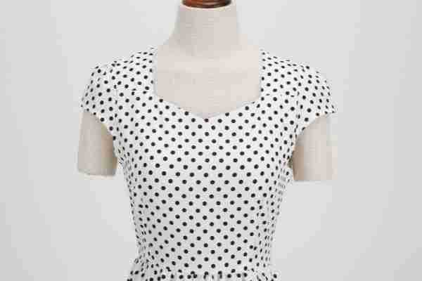 Women Wave Point Black Polka Dots Dress