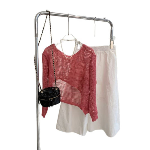 2025 New Women's Irregular Knit Cardigan - Hollow Out Long-Sleeve Sweater for Spring & Autumn