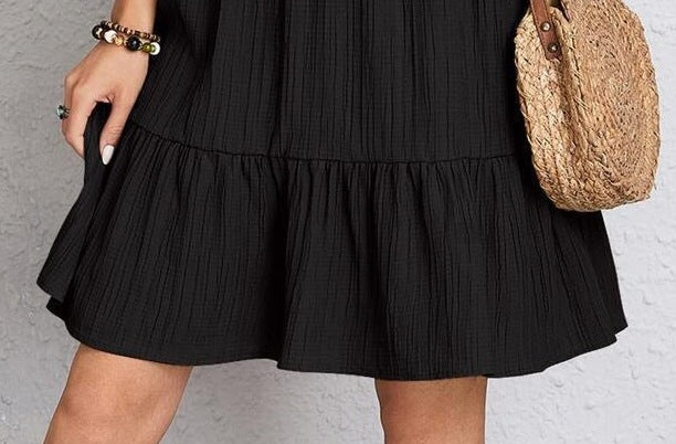 Women's Summer Loose Fit Short-Sleeve High-Waisted Dress