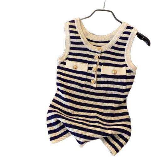 2025 New Arrival - Fashion Striped Contrast Vest with Knitted Suspenders
