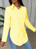 Women's Autumn Fashion Simple Striped Print Long-Sleeved Shirt