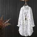 Women's Letter Print Mid-Length Long Sleeve Shirt - Bold & Casual