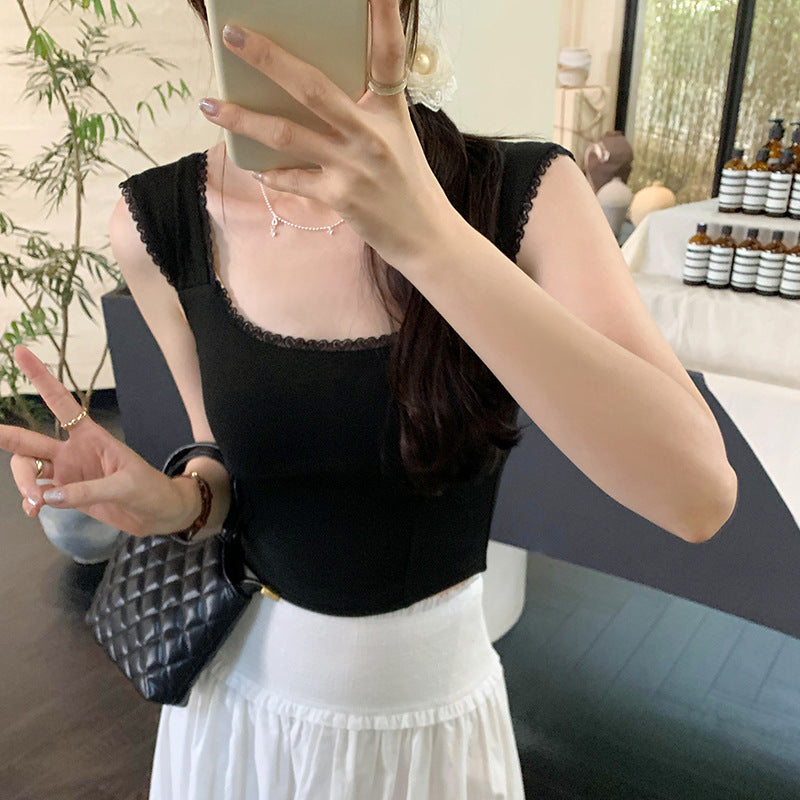 Women's Pure Desire White Lace Sleeveless Vest - Summer Trend Top