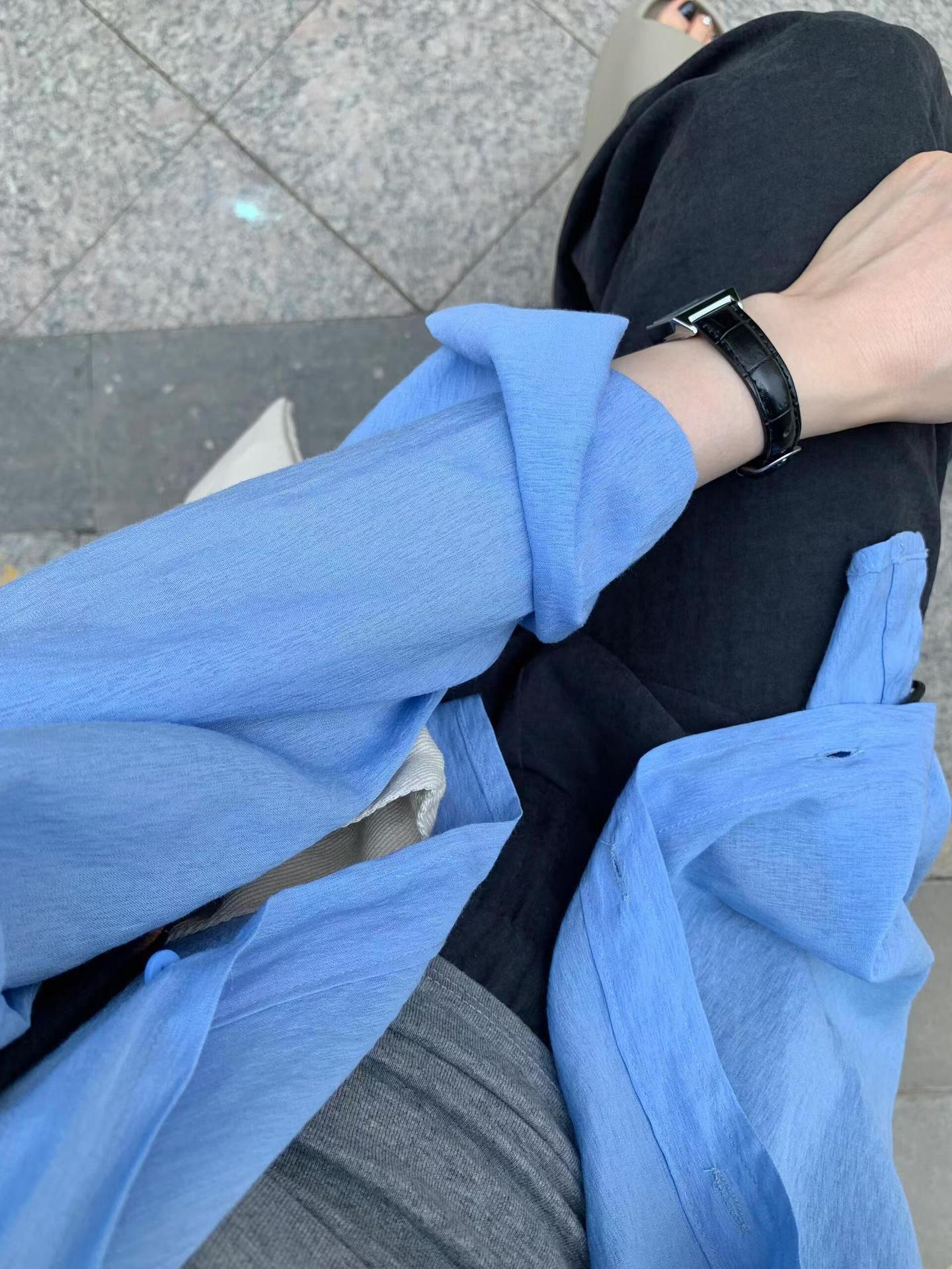 Blue Summer Sun Protection Shirt - Loose, Lightweight & Breathable